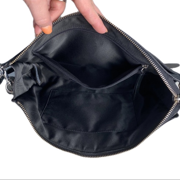 WHBM Leather Colorblock Striped Clutch Crossbody Shoulder Purse Red Pink Black - Picture 7 of 15